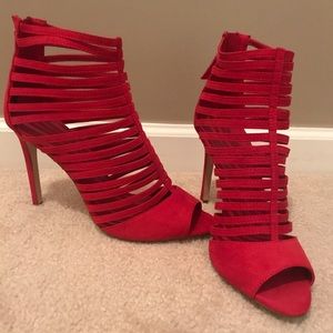 Brand New Zara Open Toe Red Heels Sandals Size 40